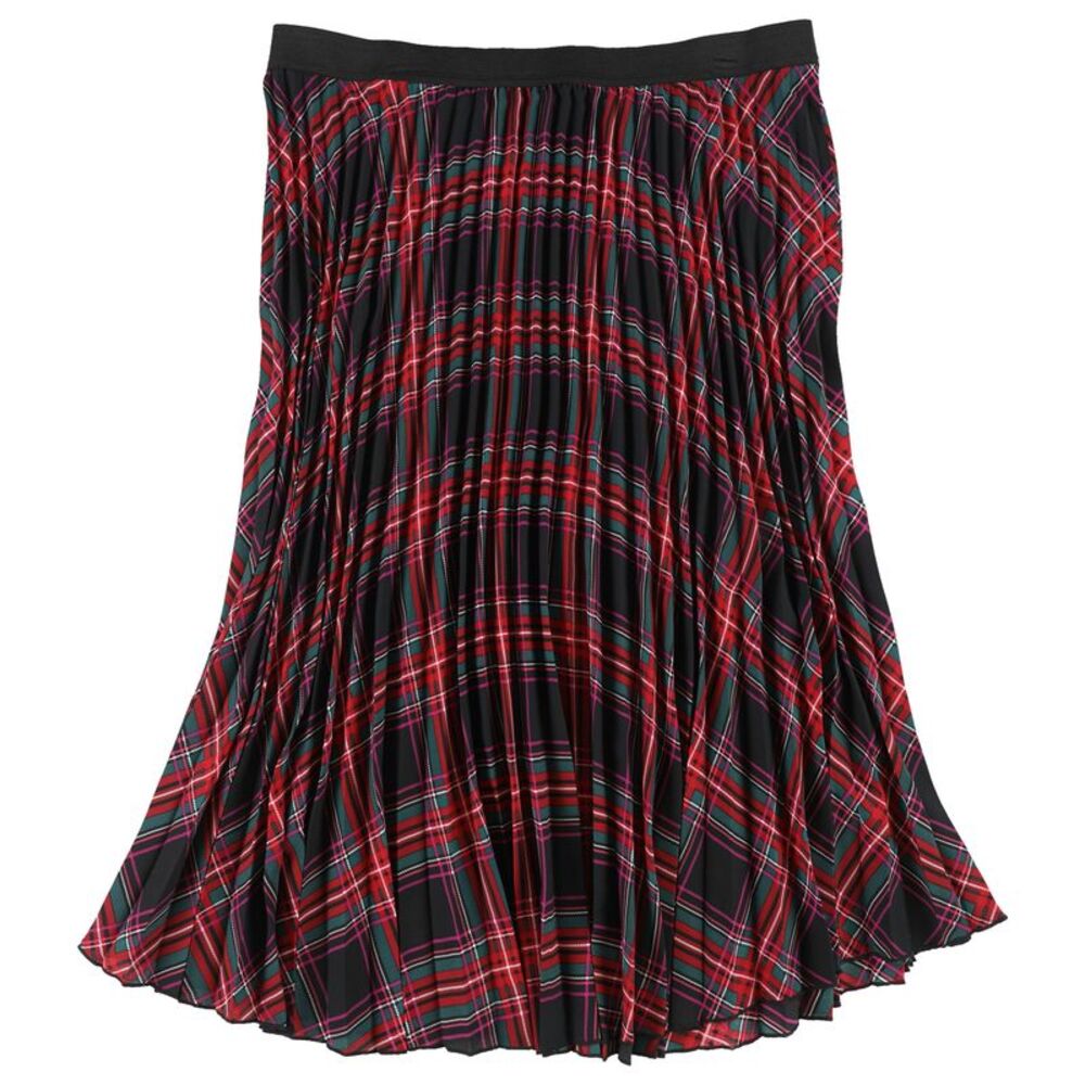 CeCe Womens Plaid Pleated Skirt, NWT